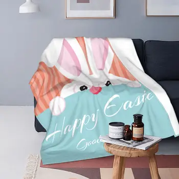 Щастливо Великденско одеяло със заек, фланелевое забавно дышащее одеяло за спално бельо, пролет-есен