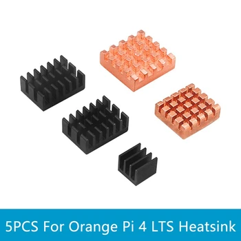 Продажби на дребно, 5 бр. радиатор, алуминиево ребро на радиатора Orange Pi 4 LTS с термоклеем, поставени охладител за отвеждане на топлината