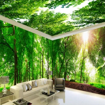beibehang Зелени гори петнист елен по поръчка papel de parede 3d стенописи фотообои цветя голяма стенни хартия за всекидневна