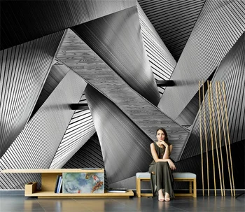 Скандинавските прости геометрични метални художествени 3D тапети за хола разтегателен ТЕЛЕВИЗИЯ фона на тапети по поръчка на стенни хартия papel de parede