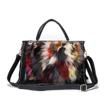 Нова дамска чанта от спилка и лисьего кожа, дамски чанти-незабавни посланици, модни чанти-тоут, дамски висококачествена чанта през рамо за дамите