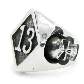 Директна доставка, размер 7-15, Голямо байкерское пръстен с череп 13 от Неръждаема Стомана 316L, специално ново байкерское пръстен