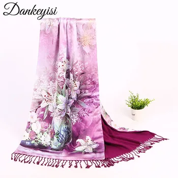 Дизайнерски шал с дълги пискюли DANKEYISI, женски тайна от pashmina, дебели шалове с принтом, Дамски шалове, забрадки от шал, Директна доставка