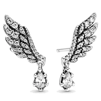 Оригинални блестящи крила на Ангел с кристални обеци-абонамент за жени от сребро 925 проба, сватбен подарък, модни бижута