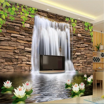 beibehang тапети за стените, 3 d, снимка на поръчка, в голям стенопис, красив и свеж водопад лотос, 3D фон за телевизор, papel de parede
